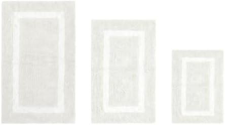 Cotton Tufted Ivory White Bathroom Rugs Sets 3 Piece