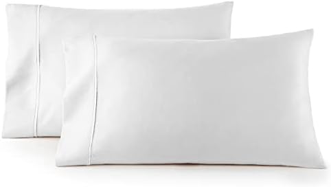 Pizuna 100% Cotton Queen Size Pillow Cases Percale, White