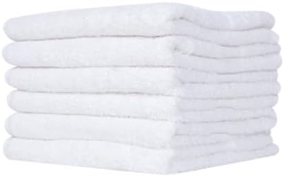 100% Cotton Hand Towels for Bathroom, Set of 6 (16"x27") - White