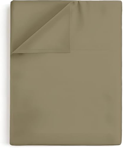 SKY BEDDINGS Queen Flat Sheets, 100% Egyptian Cotton, Sateen, Taupe
