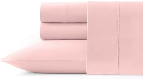 Pointehaven Combed Cotton Percale Solid Twin Rose Bed Sheet Set - Soft