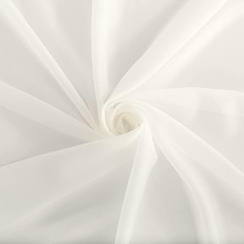 No. 918 Emily Sheer Voile Tab Top Curtain Panel, 59" x 63", Eggshell
