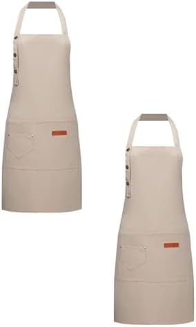 Black Apron with 2 Pockets, 2 Pack Drawstring Adjustable Solid Unisex