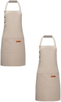 Black Apron with 2 Pockets, 2 Pack Solid Adjustable Unisex Drawstring