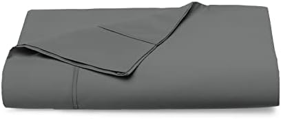 Pizuna 100% Cotton Full Flat Sheet 400 Thread Count Dark Grey