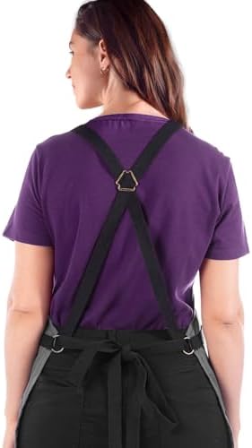 Under NY Sky Work Apron, Cross-Back, Leather Support, Pro Twill, Gray