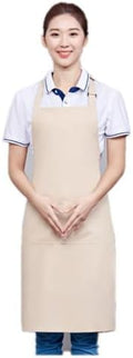 100% Cotton Adjustable Bib Apron with 2 Pockets Cooking Kitchen Aprons