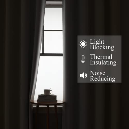 Beige and Greyish White Ombre Blackout Curtains Living Room 108 Inches