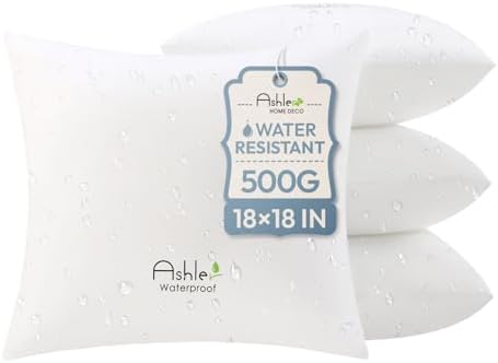 Ashle 18X18 Pack of 4 Outdoor Pillows, Water-Resistant Pillow Inserts