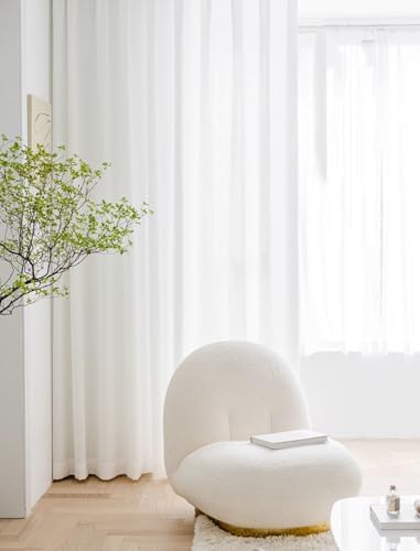 Beydodo Bedroom Curtains 63 Inches Long, Semi Sheer Curtains for