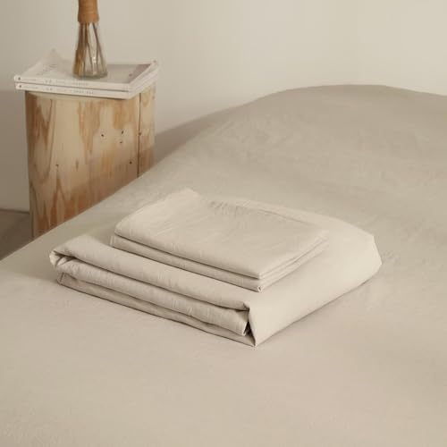 Soft 100% Washed Cotton Full Size Duvet Cover Set
