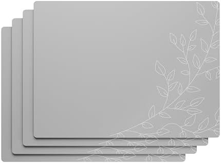 Royalty Art Boho Placemats, Set of 4, Silver Grey, Cork Backed