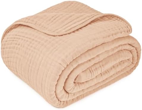 Comfy Cubs Adult Muslin Blanket 90x90” Queen Swaddle Blankets, Cream
