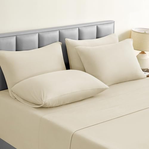 BYSURE Jersey Knit Full Size Bed Sheets 6 Pieces, Stretch Super Soft