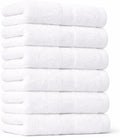 White Hand Towel Pack of 6, 28x16 Inches | 100% Ringspun Cotton