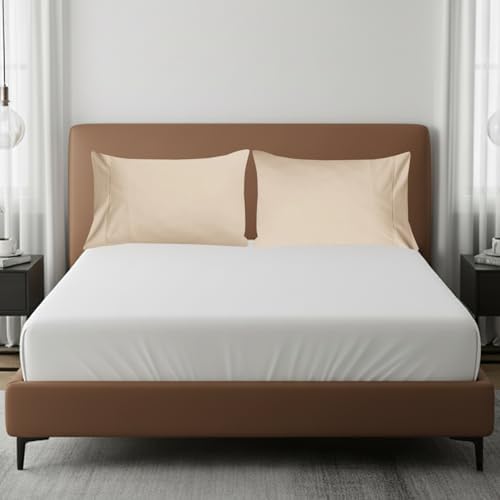 Feather & Stitch 100% Cotton Standard Pillow Covers Set of 2, 500TC