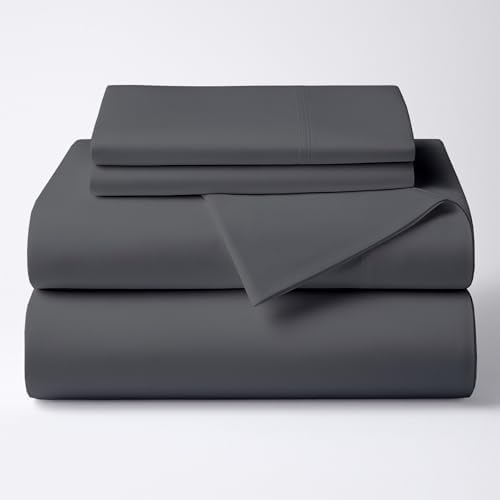 Cotton 4Pcs-Bed Sheet Set King 16" Deep Pocket Dark Grey