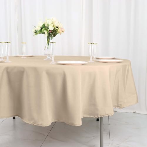 Tableclothsfactory 90" Nude Polyester Round Tablecloth, Reusable Linen