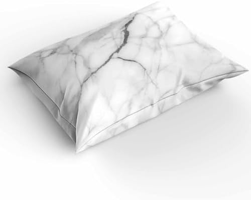 Duvet Cover Set Queen, Gray White Marble Texture 3 Piece Bedding Set