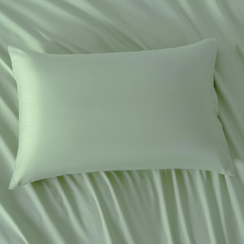 King Size Zipper Pillow Cases Set of 2,Light Sage Green,20x36 Inches