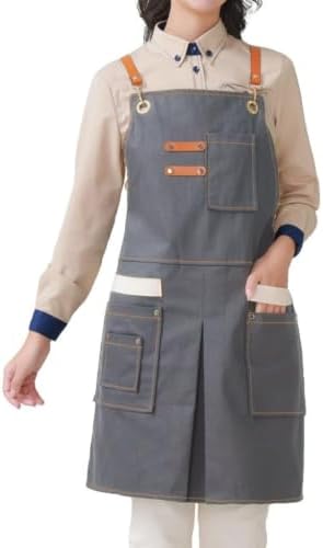 Twill Cotton Canvas Chef Aprons for Women Men with Large Pockets