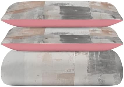 Beige and grey geometric pattern Bedding,King size Duvet Cover with 2