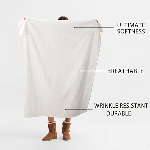 CHUFFED Cotton Waffle Blanket King Size - Plush Milk Velvet &