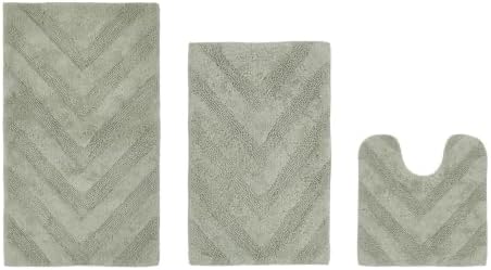 Soft Tufted Multi-Piece 100% Cotton Bathroom Rugs Set 3 Piece - Dark