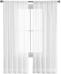 Solid Color Sheer Curtains 108 Inches Long, White Sheer Window