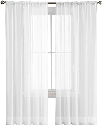 Solid Color Sheer Curtains 108 Inches Long, White Sheer Window