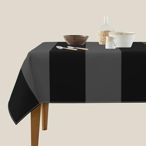 Black and Gray Silver Stripes Tablecloth, 60" Square Washable