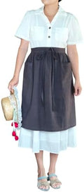 Unisex Chef Aprons White Retro Cotton Maid Short 2 Pockets Waist