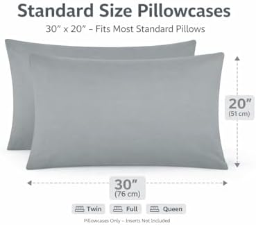 EVOLIVE Standard Microfiber Pillowcases Set of 2, 20"x30"