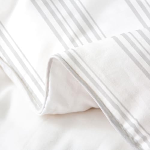 Feelyou Stripes Duvet Cover 100% Cotton King Size Solid Color Bedding