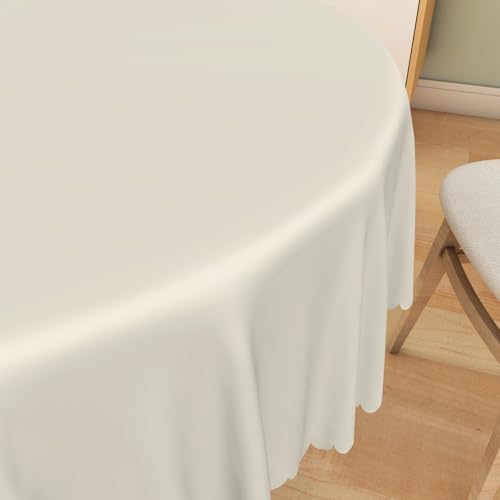 Off White Round Tablecloth 70 Inch Solid Color Fabric Table Cloth