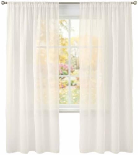 Beige Window Sheer Curtain Cream Solid Color Background Countryside