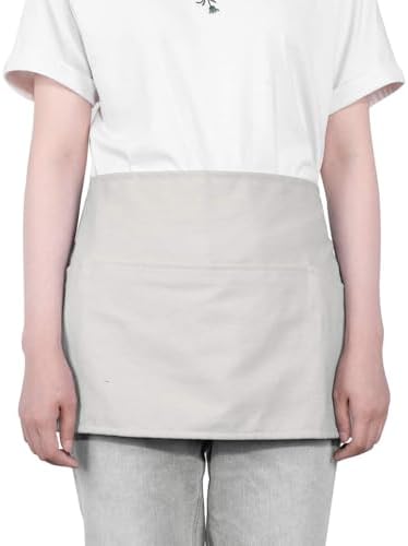 GNEGNI 3 Pockets Waist Apron-Waitress Waiter Server Apron Short Half