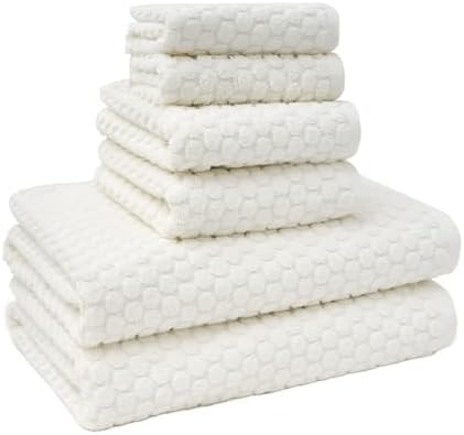 6 Piece Towel Set 100% Cotton, 2 Bath 2 Hand 2 Washcloths, Soft