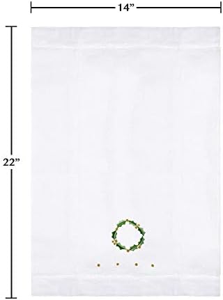Saro Lifestyle Holly Leaf Wreath Embroidery Christmas Hemstitched
