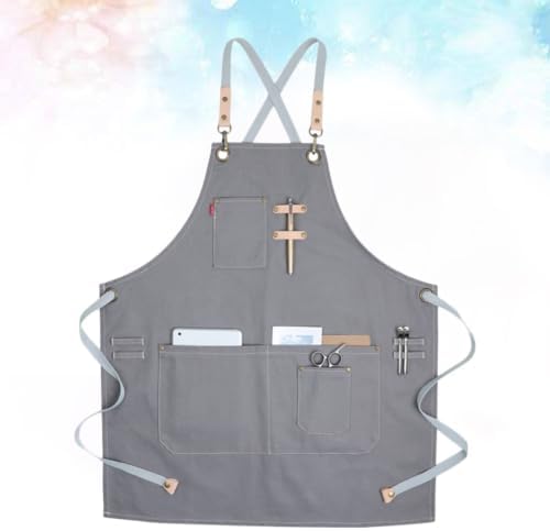 Nordic Industrial Canvas Serving Apron with Pockets Adjustable Fit