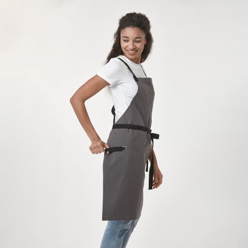 Cotton Cross Back Apron for Women with Pockets 4106JC
