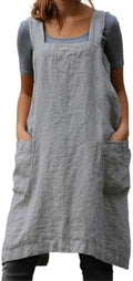 Womens Back Pinafore Apron Dress Square with Pockets Cooking Baking