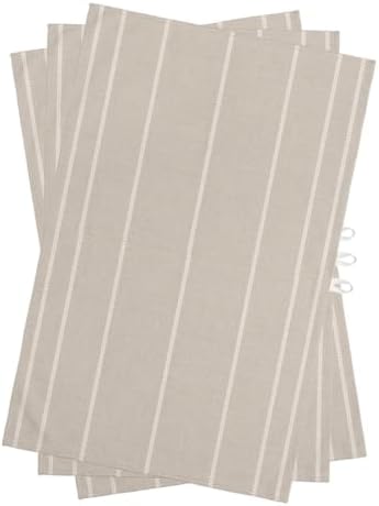 Beige Striped Kitchen Towels Set of 3, Water Absorbent Dish Towel