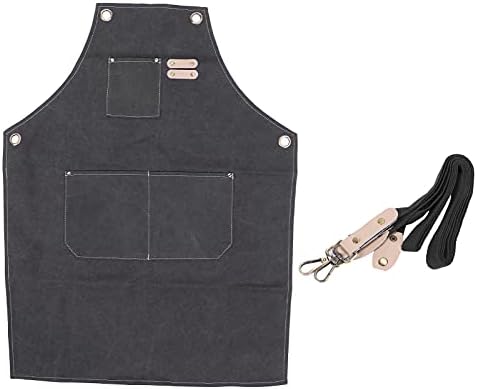 Cotton Canvas Apron, Adjustable Cross Back Cooking Apron with Pockets