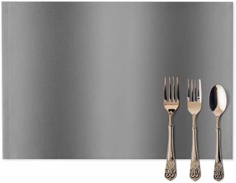 Gray Gradient Texture Placemats Set of 8, Abstract Ombre Grey Washable