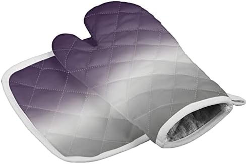 Quilted Cotton Terry Cloth Oven Mitt, Pot Holder Purple Grey Ombre
