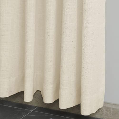 Fcosie 52 W x 120L Inches Natural Linen Blended Curtains with Anti