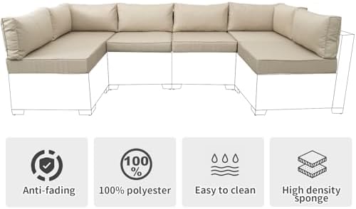 Valita Outdoor Furniture Replacement Cushions, Fits 6-seat Sectional