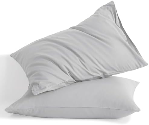 NTBAY Cotton Standard Pillowcases, Set of 2, Light Grey