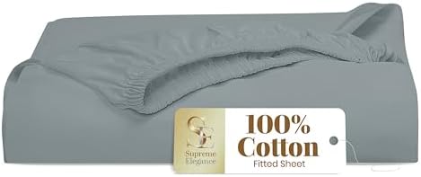 Supreme Elegance 100% Cotton Fitted Sheet for King Size Bed, Charcoal